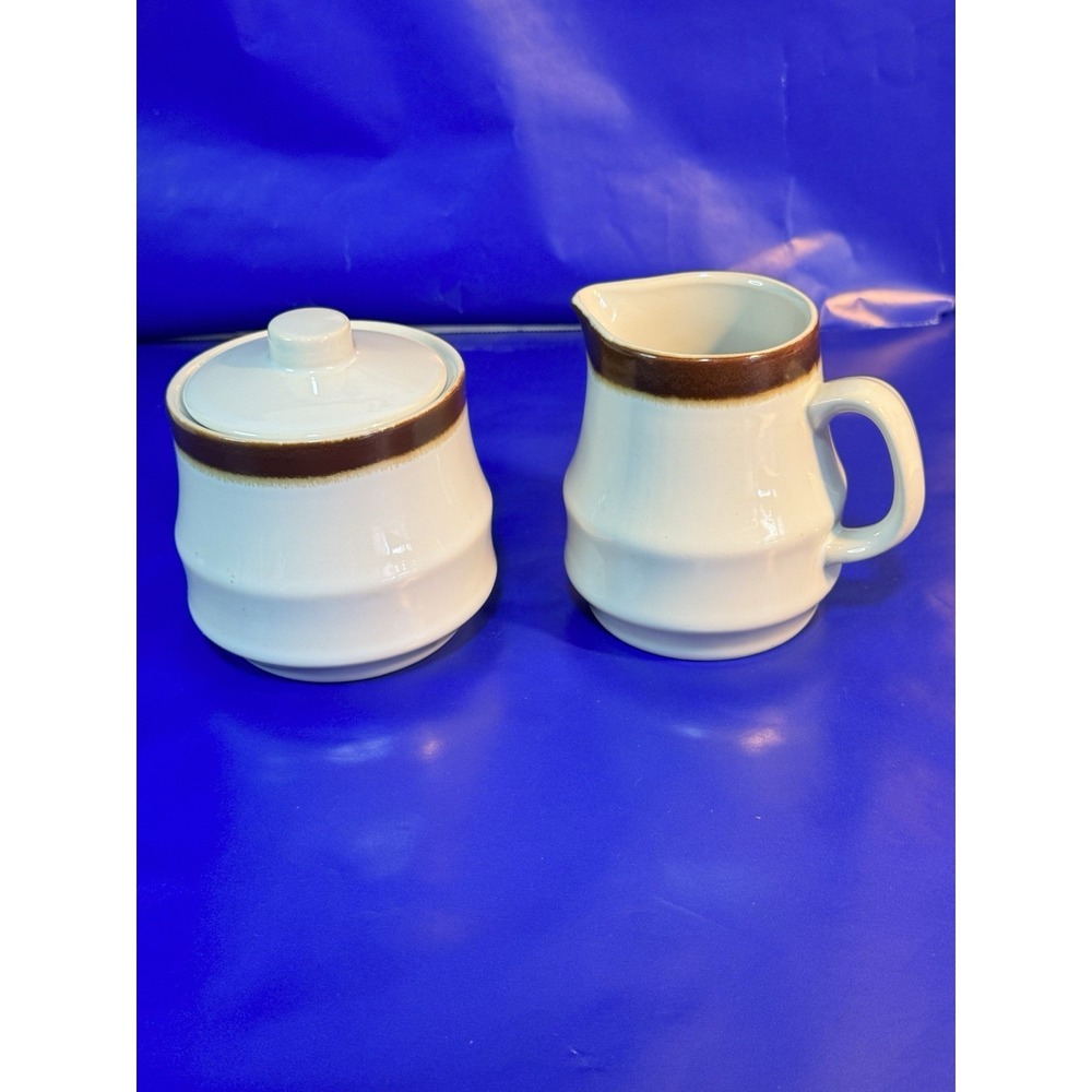 Vintage MCM Acsons Japan Corona Pattern Sugar And Creamer Stoneware Pottery